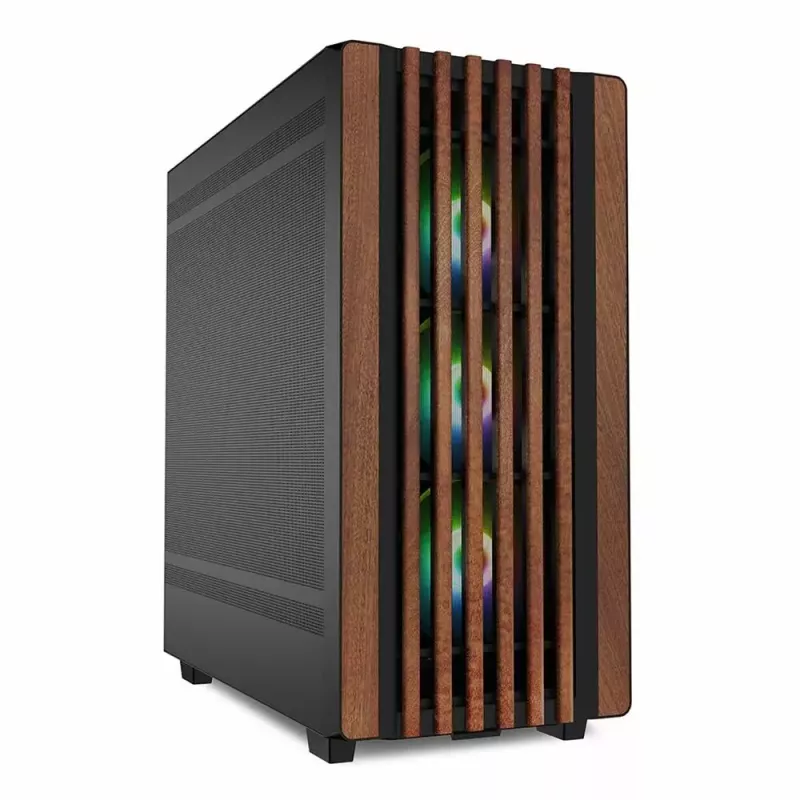 PC skriňa Sharkoon REBEL C70M RGB Full Tower čierna, drevo