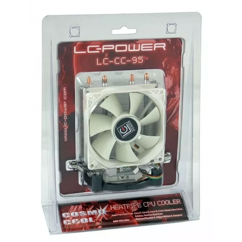 Chladič LC-Power LC-CC-95 chladič procesora 9.2 cm strieborný biely