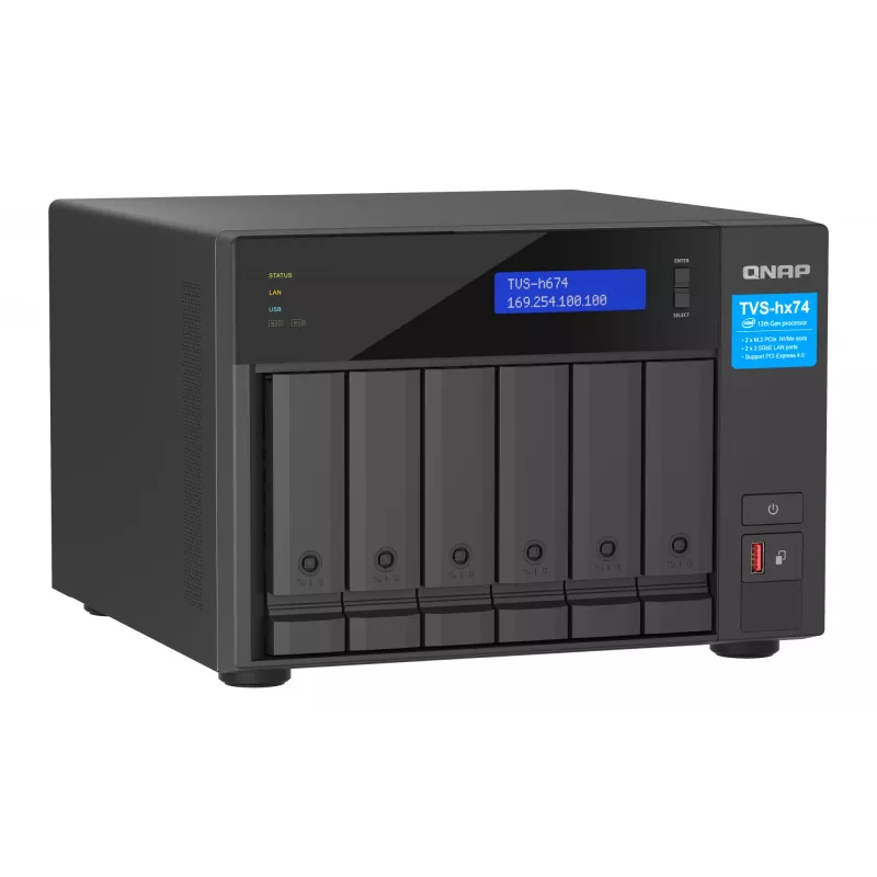 QNAP TVS-H674T-I5-32G NAS/storage server Tower Intel® Core™ i5 i5-12400 32 GB DDR4 HDD QNAP QTS čierny