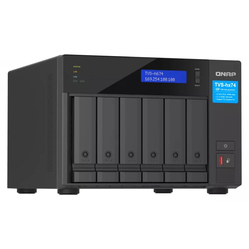 QNAP TVS-H674T-I5-32G NAS/storage server Tower Intel® Core™ i5 i5-12400 32 GB DDR4 HDD QNAP QTS čierny