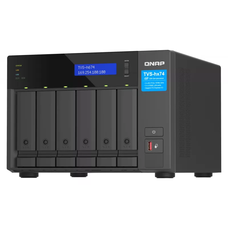 QNAP TVS-H674T-I5-32G NAS/storage server Tower Intel® Core™ i5 i5-12400 32 GB DDR4 HDD QNAP QTS čierny