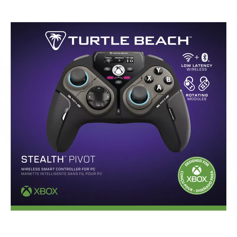 Turtle Beach Stealth Pivot bezdrôtový smart gamepad s rotujúcimi modulmi, displejovým dashboardom, Hall-effect páčkami, preprogramovateľnými tlačidlami pre Windows PC, Xbox Series X|S a Xbox One