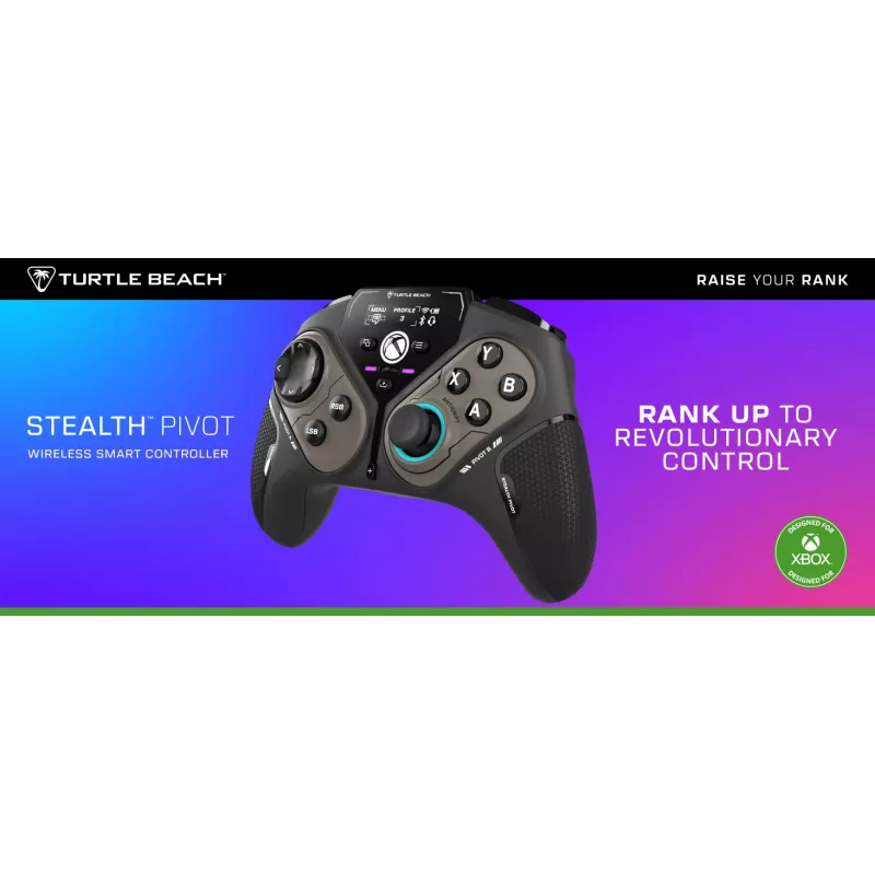 Turtle Beach Stealth Pivot bezdrôtový smart gamepad s rotujúcimi modulmi, displejovým dashboardom, Hall-effect páčkami, preprogramovateľnými tlačidlami pre Windows PC, Xbox Series X|S a Xbox One