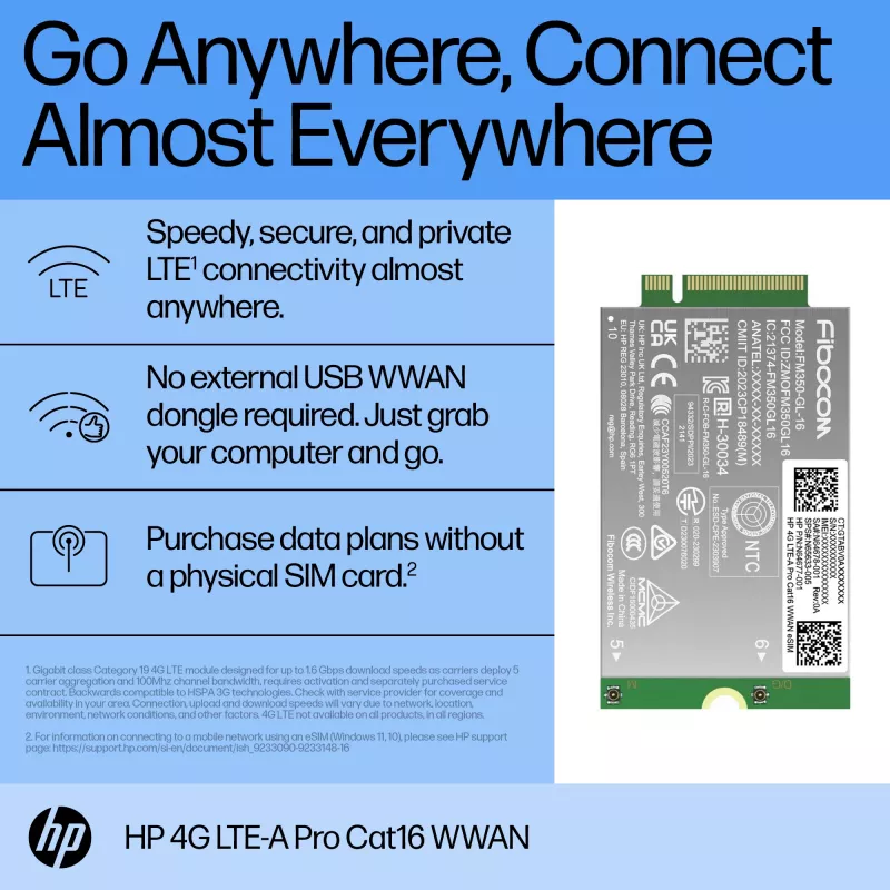 HP 4G LTE-A Pro Cat16 WWAN rozhranie karty/adaptéry