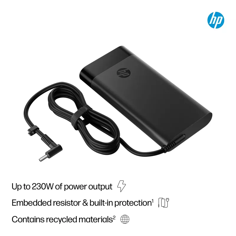 Sieťový adaptér HP Smart 230 W (AQ9X8AA) pre notebooky, do interiéru, vstup 115 V, 4,5 mm, zástrčka EÚ, čierny