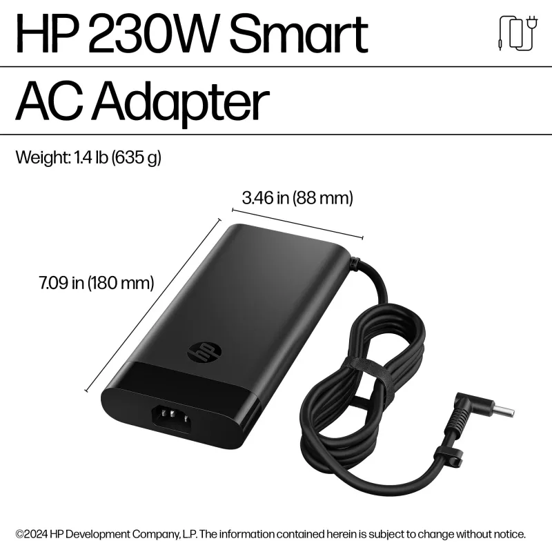 Sieťový adaptér HP Smart 230 W (AQ9X8AA) pre notebooky, do interiéru, vstup 115 V, 4,5 mm, zástrčka EÚ, čierny