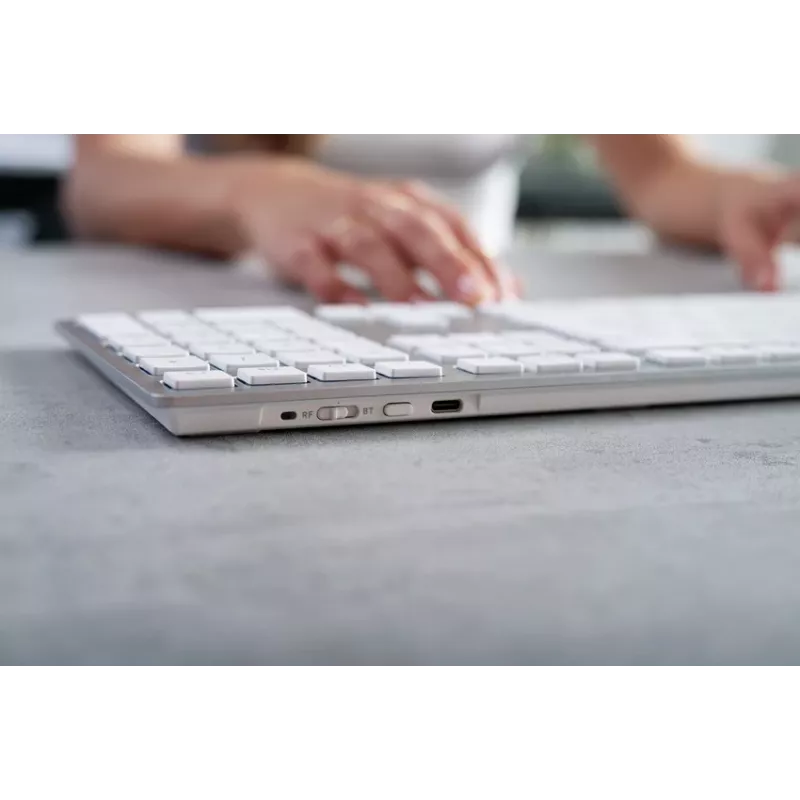 CHERRY KW 9100 tenká FOR MAC klávesnica univerzálna USB + Bluetooth AZERTY francúzska strieborná