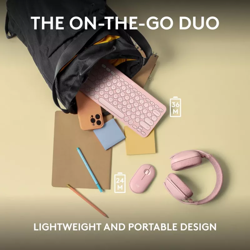 Logitech Pebble 2 Combo bezdrôtová klávesnica myš ružová QWERTY