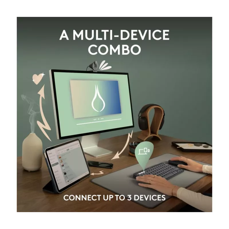 Logitech Pebble 2 Combo bezdrôtová klávesnica myš ružová QWERTY