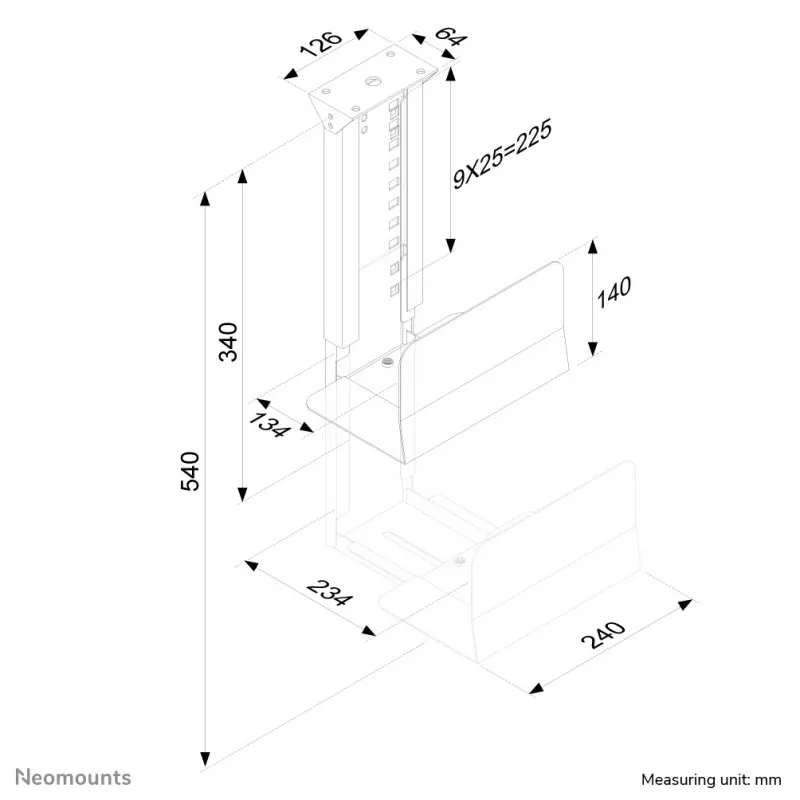 Neomounts CPU-D200SILVER držiak na CPU - max 30 kg - univerzálny