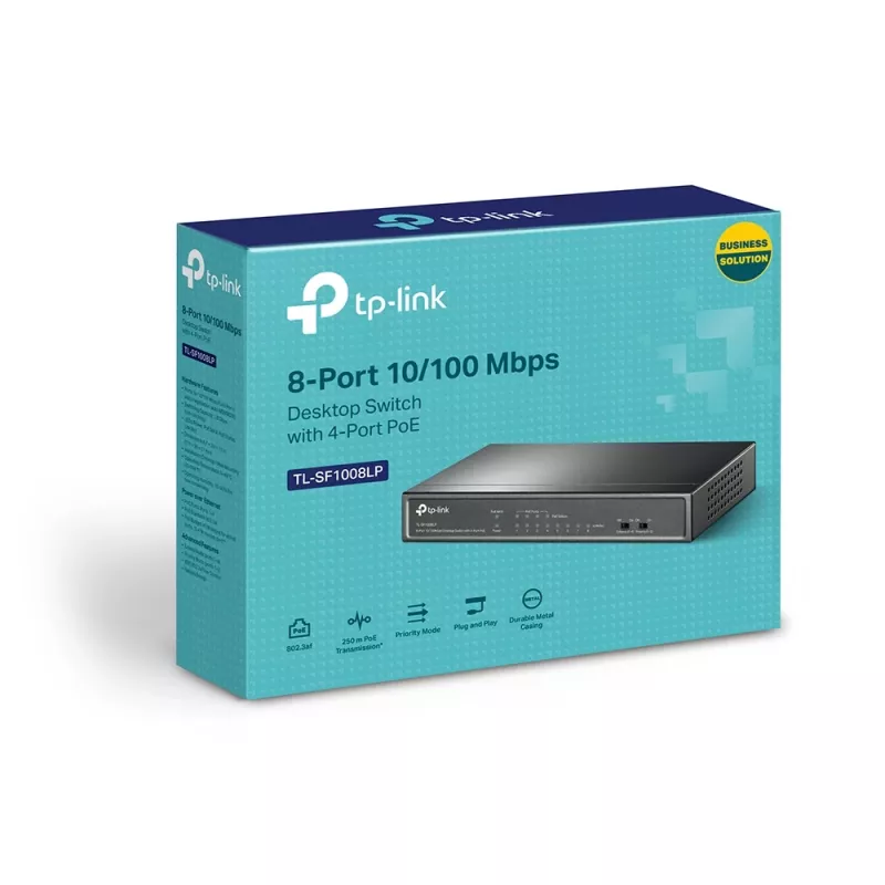 TP-Link TL-SF1008LP sieťový switch neupravovaný Fast Ethernet (10/100) Power over Ethernet (PoE) čierny