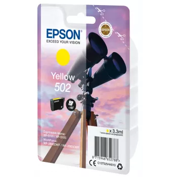 Epson samostatné balenie žltá 502 atrament, štandardná výťažnosť, žltá, pigmentový atrament, 3,3 ml, 1 kus, 165 strán