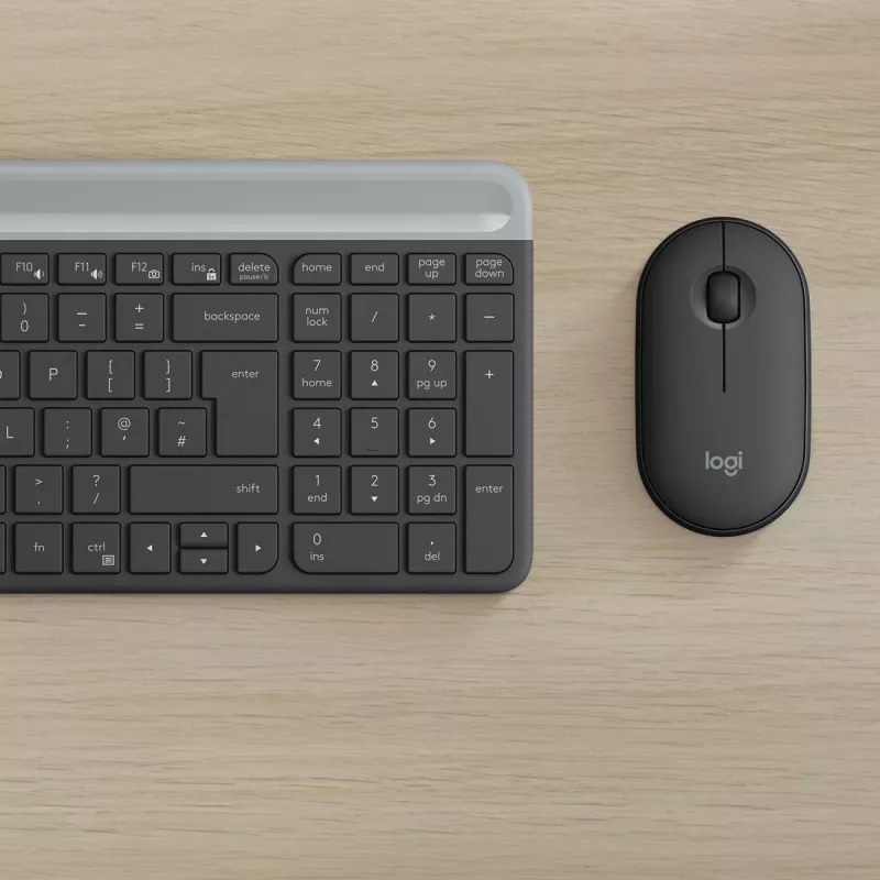 LOGITECH tenká bezdrôtová klávesnica a myš sada MK470 - grafitová - AZERTY belgická