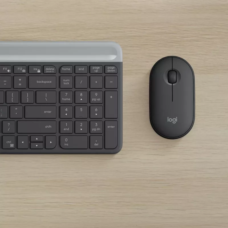 LOGITECH tenká bezdrôtová klávesnica a myš sada MK470 - grafitová - AZERTY belgická