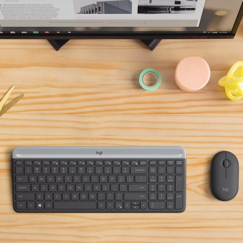 LOGITECH tenká bezdrôtová klávesnica a myš sada MK470 - grafitová - AZERTY belgická