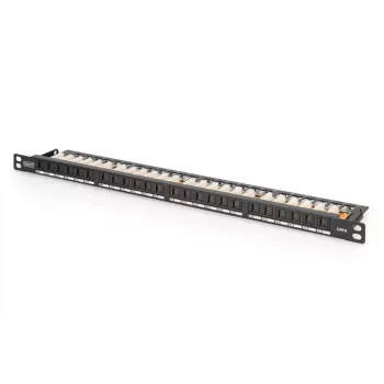 DIGITUS patch panel CAT6 netienený 24-port so shutter - čierny