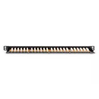 DIGITUS patch panel CAT6 netienený 24-port so shutter - čierny