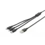 DIGITUS 3-in-1 nabíjací kábel USB-A – Lightning + Micro-B + Type-C 1 m