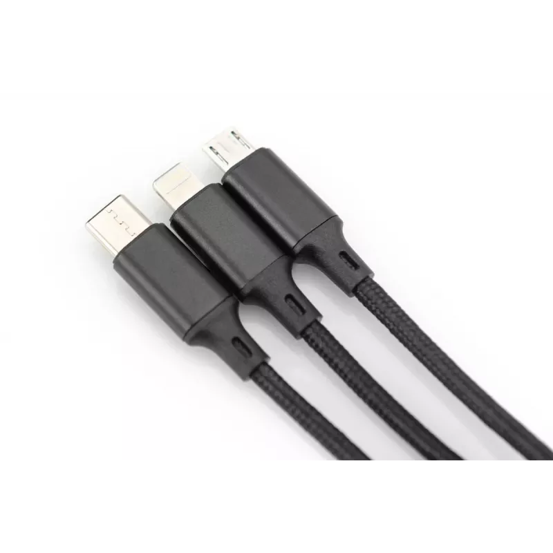 DIGITUS 3-in-1 nabíjací kábel USB-A – Lightning + Micro-B + Type-C 1 m