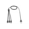 DIGITUS 3-in-1 nabíjací kábel USB-A – Lightning + Micro-B + Type-C 1 m
