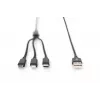 DIGITUS 3-in-1 nabíjací kábel USB-A – Lightning + Micro-B + Type-C 1 m