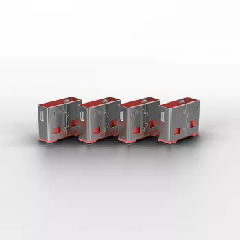 Lindy USB port blocker (bez kľúča) – balenie 10 ks, ružová, port blocker, USB Type-A, ružová, akrylonitril-butadién-styrén (ABS), 10 kusov, polytaška