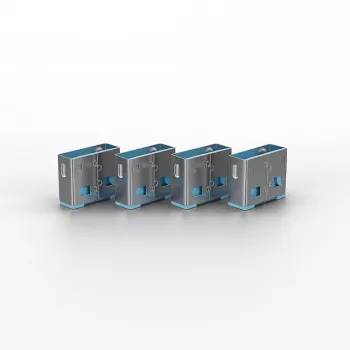 Lindy USB port blocker - balenie 4 kusy, farebný kód: modrá, port blocker + kľúč, USB Type-A, modrá, akrylonitril-butadién-styrén (ABS), 5 kusov, polytaška