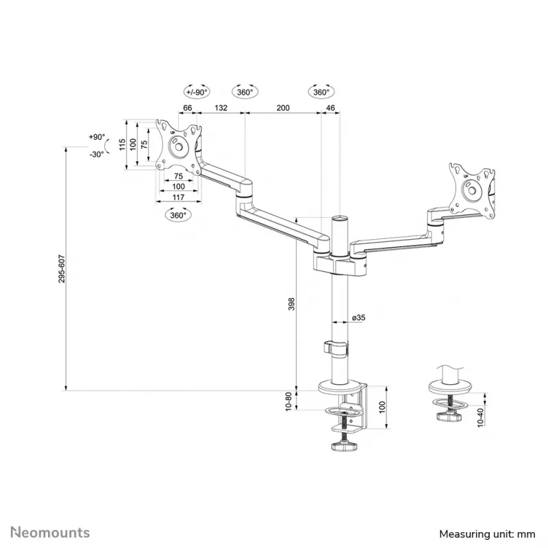 Neomounts DS60-425BL2 monitorový držiak 17-27