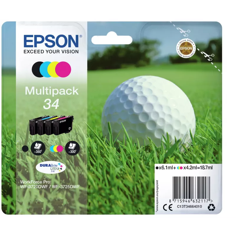 Epson Golfball multipack 4 farby 34 DURABrite Ultra atrament