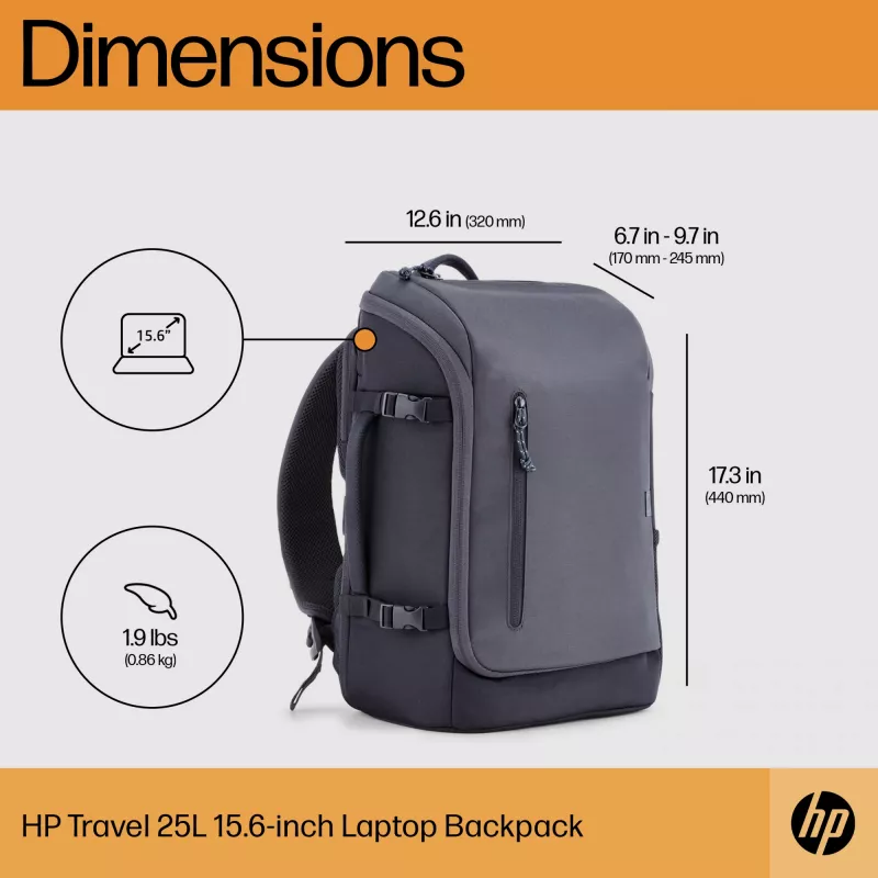 HP Travel 25 litrov 15.6 Iron sivý batoh na notebook, batoh, 39,6 cm (15,6 palcov), 860 g
