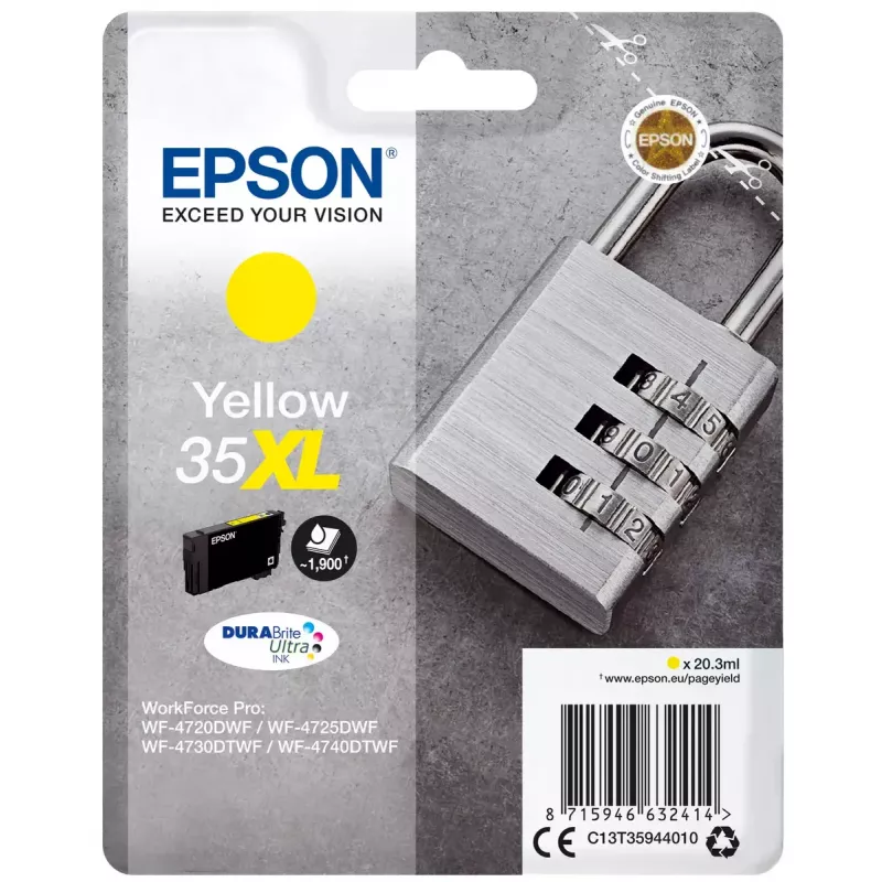 Kazeta Epson Padlock samostatné balenie žltá 35XL DURABrite Ultra atrament