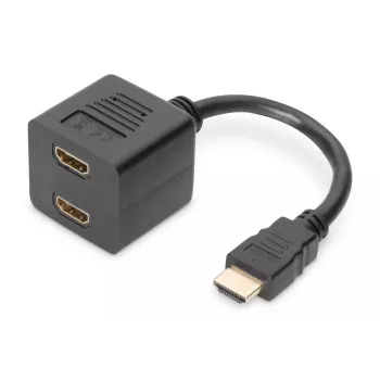 DIGITUS HDMI Y rozbočovací kábel, typ A - 2x typ A M/W, 20cm pasívny, Full HD, zlatý čierny