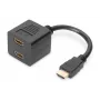 DIGITUS HDMI Y rozbočovací kábel, typ A - 2x typ A M/W, 20cm pasívny, Full HD, zlatý čierny