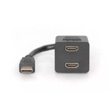 DIGITUS HDMI Y rozbočovací kábel, typ A - 2x typ A M/W, 20cm pasívny, Full HD, zlatý čierny