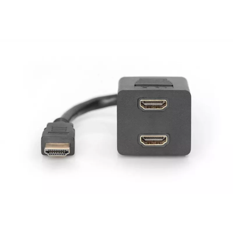 DIGITUS HDMI Y rozbočovací kábel, typ A - 2x typ A M/W, 20cm pasívny, Full HD, zlatý čierny