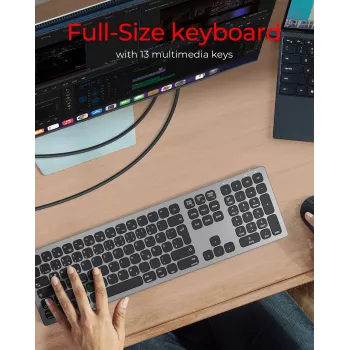 KeySonic KSK-8023BTRF (DE) klávesnica univerzálna Bluetooth QWERTZ nemecká antracitová, čierna