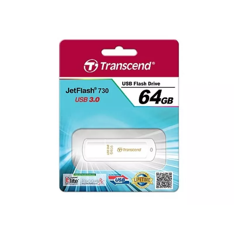 TRANSCEND Jetflash 730 - 64 GB USB kľúč - USB 3.0 - biely