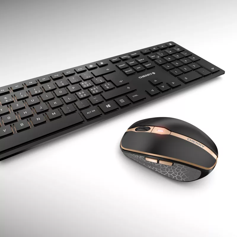 CHERRY DW 9100 SLIM klávesnica myš v cene univerzálna RF Wireless + Bluetooth QWERTZ švajčiarska čierna
