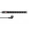 DIGITUS 1U hliníkový PDU, rackový, 8x CEE 7/5 menovitý výkon: 16A, 4000W, 250VAC 50/60Hz,