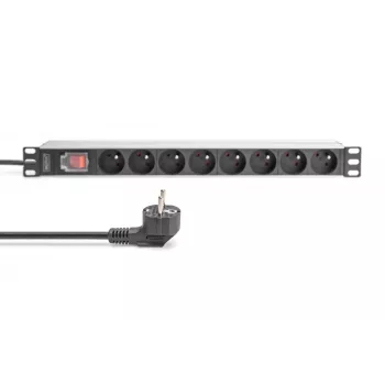 DIGITUS 1U hliníkový PDU, rackový, 8x CEE 7/5 menovitý výkon: 16A, 4000W, 250VAC 50/60Hz,