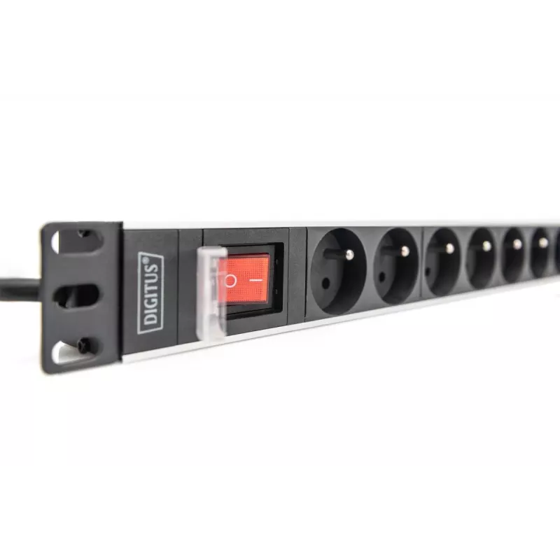 DIGITUS 1U hliníkový PDU, rackový, 8x CEE 7/5 menovitý výkon: 16A, 4000W, 250VAC 50/60Hz,