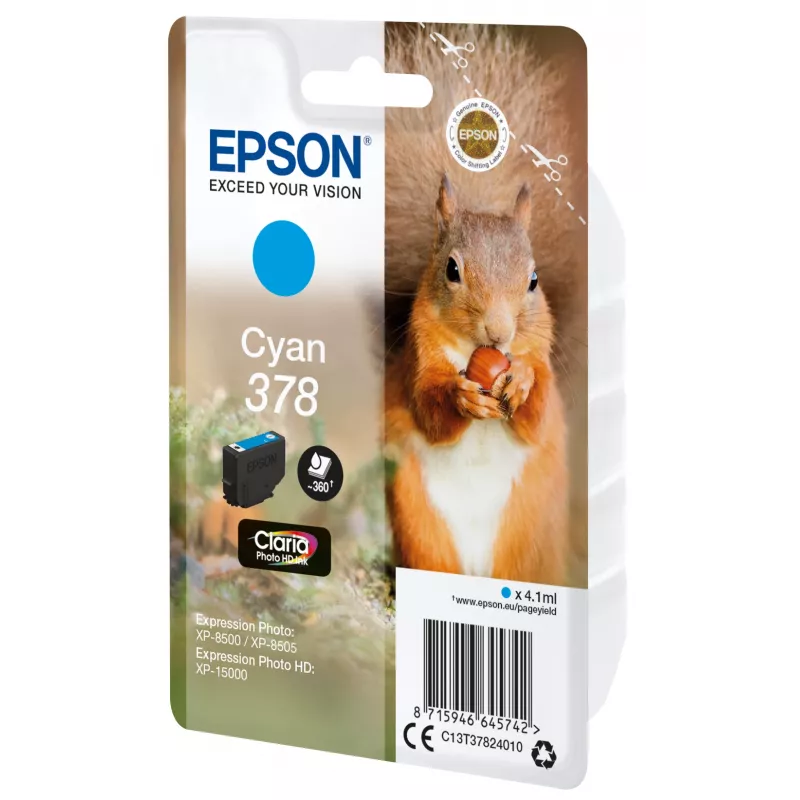 Epson Squirrel samostatné balenie cyan 378 Claria Photo HD atrament