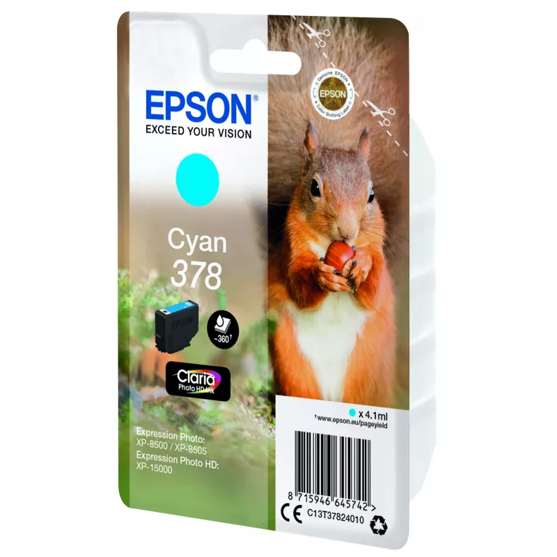 Epson Squirrel samostatné balenie cyan 378 Claria Photo HD atrament