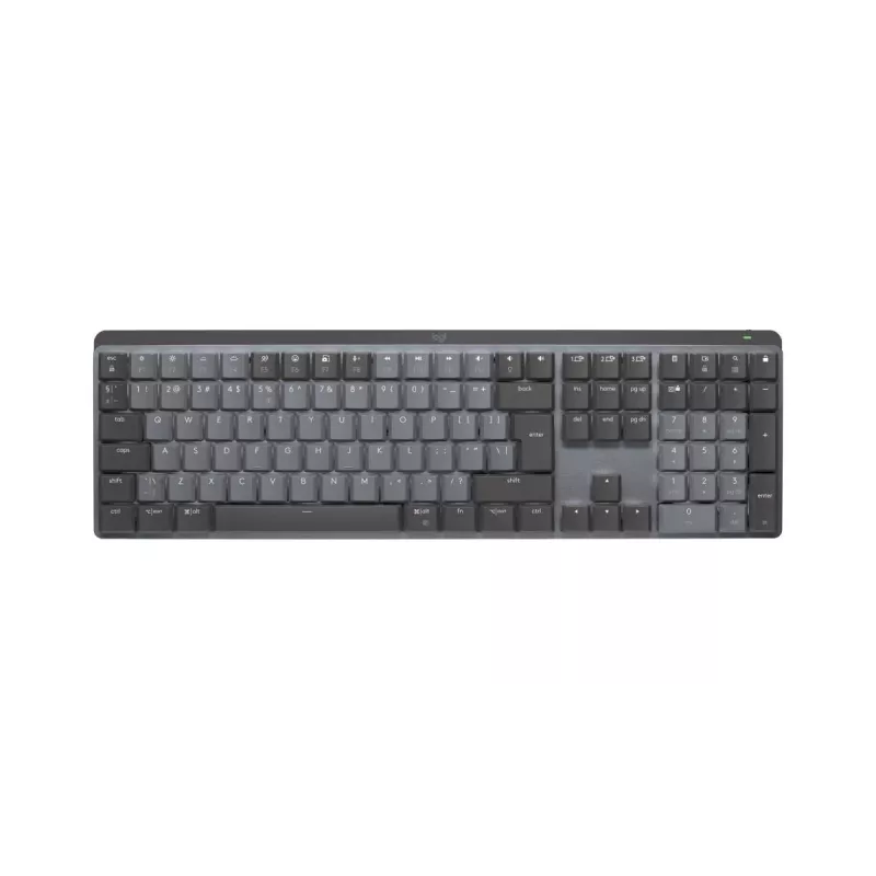 LOGITECH MX Mechanical bezdrôtová podsvietená výkonnostná klávesnica – Graphite, US International, QWERTY, taktilná, tichá