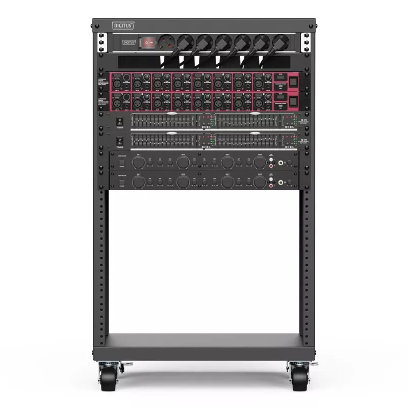 DIGITUS 16U AVS rack 780x507x460 mm závitové otvory kolieska čierny
