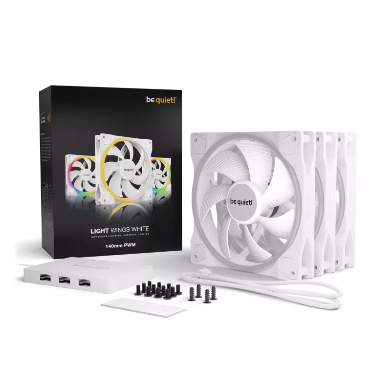 be quiet! Light Wings White | 140mm PWM trojbalenie skriňový ventilátor 14 cm 3 ks