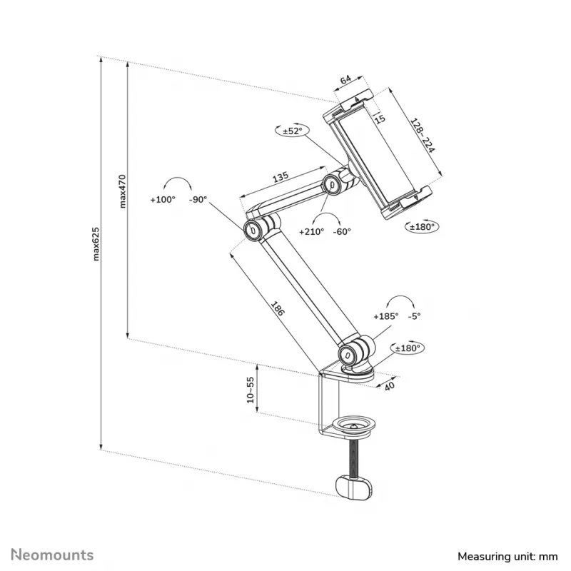 Neomounts DS15-545WH1 držiak na tablet stolová svorka 4,7-12,9 palcov - univerzálny - full motion