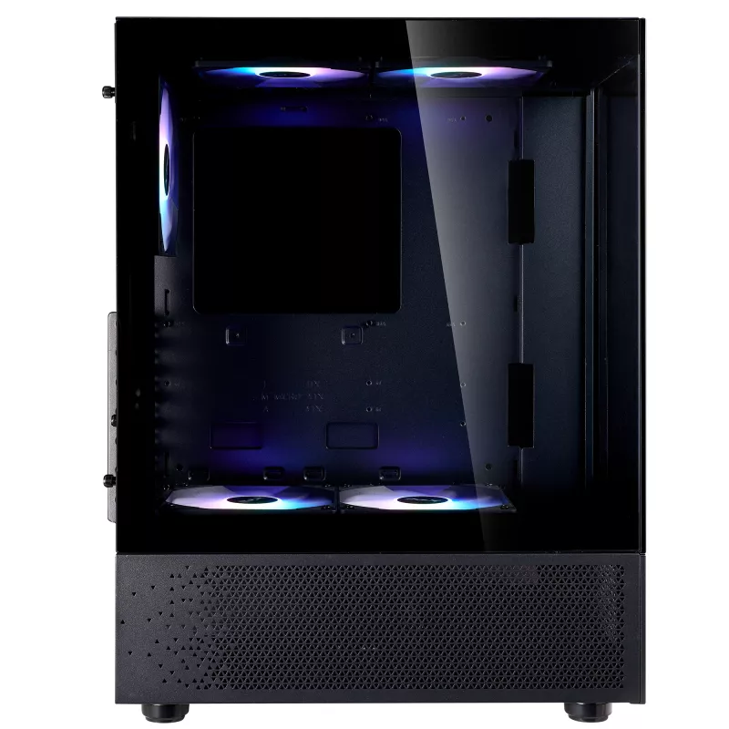 XPG Invader X Mini PC skriňa Midi Tower, ATX/Micro-ATX/Mini-ITX, tvrdené sklo, 5 ARGB ventilátorov 120 mm, USB-C, bez zdroja, čierna