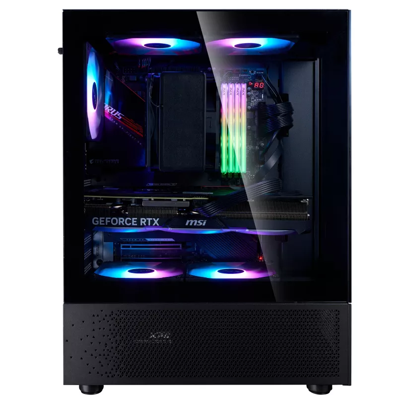 XPG Invader X Mini PC skriňa Midi Tower, ATX/Micro-ATX/Mini-ITX, tvrdené sklo, 5 ARGB ventilátorov 120 mm, USB-C, bez zdroja, čierna