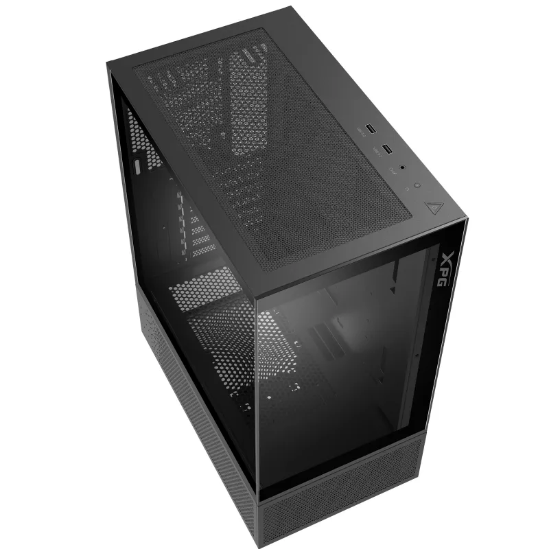XPG Invader X Mini PC skriňa Midi Tower, ATX/Micro-ATX/Mini-ITX, tvrdené sklo, 5 ARGB ventilátorov 120 mm, USB-C, bez zdroja, čierna